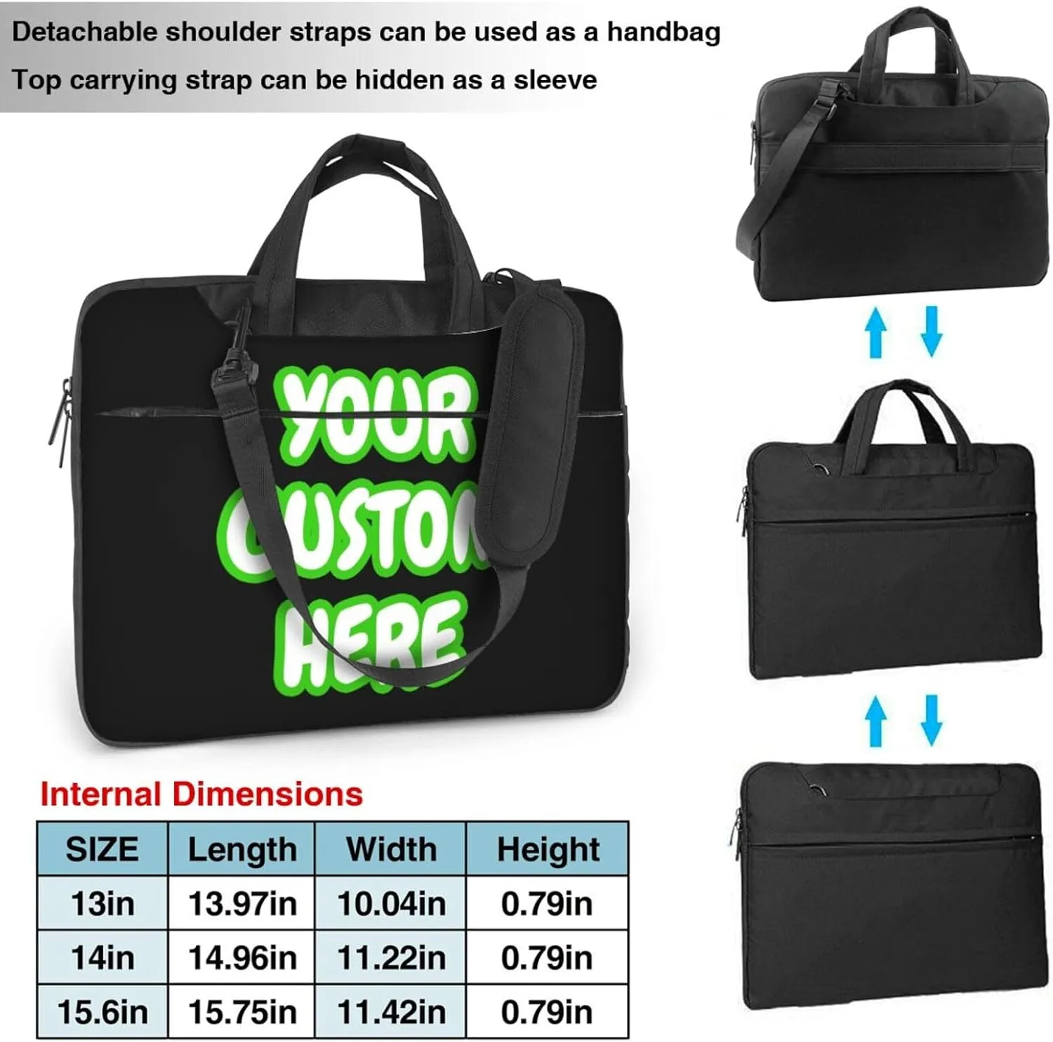 1-100 PCS Custom Laptop Shoulder Bag Personalized Deign Your Own Photo Text Logo Laptop Sleeve Briefcase