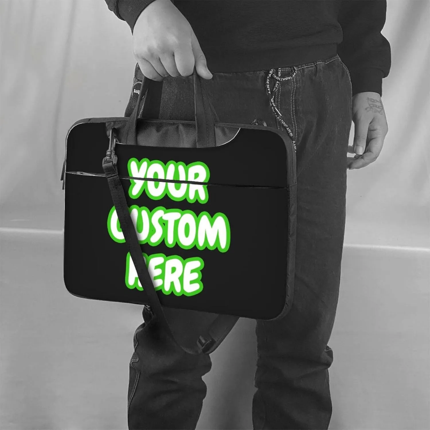 1-100 PCS Custom Laptop Shoulder Bag Personalized Deign Your Own Photo Text Logo Laptop Sleeve Briefcase