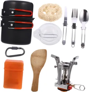 1 Set Portable Cooking for Hiking and Camping Durable Lightweight Non Stick Kettle and Bowl with Handle for Person Outdoor Picnic