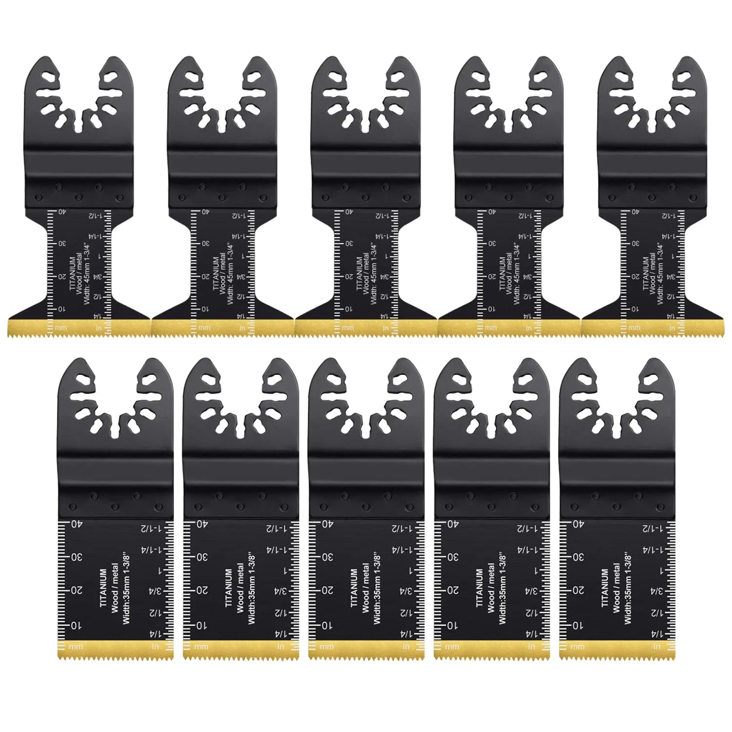 10PCS Oscillating Saw Blades, Universal Titanium Multitool Blades for Wood Plastics Metal, Quick Release Multi Tool Kits Fit Ryobi Milwaukee Rockwell Fein Makita