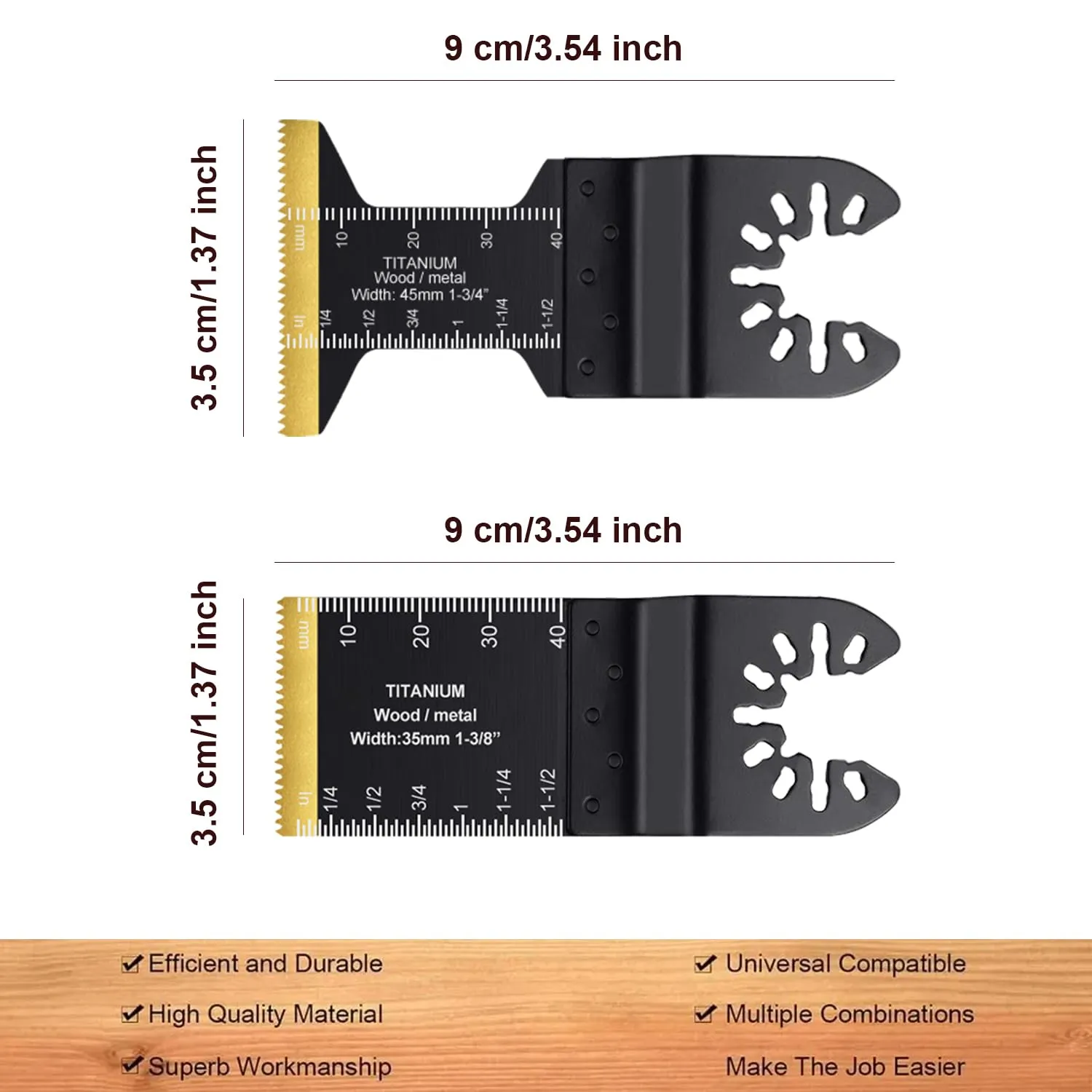 10PCS Oscillating Saw Blades, Universal Titanium Multitool Blades for Wood Plastics Metal, Quick Release Multi Tool Kits Fit Ryobi Milwaukee Rockwell Fein Makita