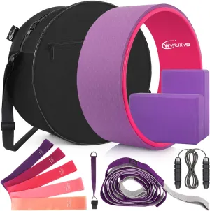 11-in-1 Yoga Accessory Set - Wheel, Blocks, Bands, Bag & Jump Rope for Stretching & Backbends
