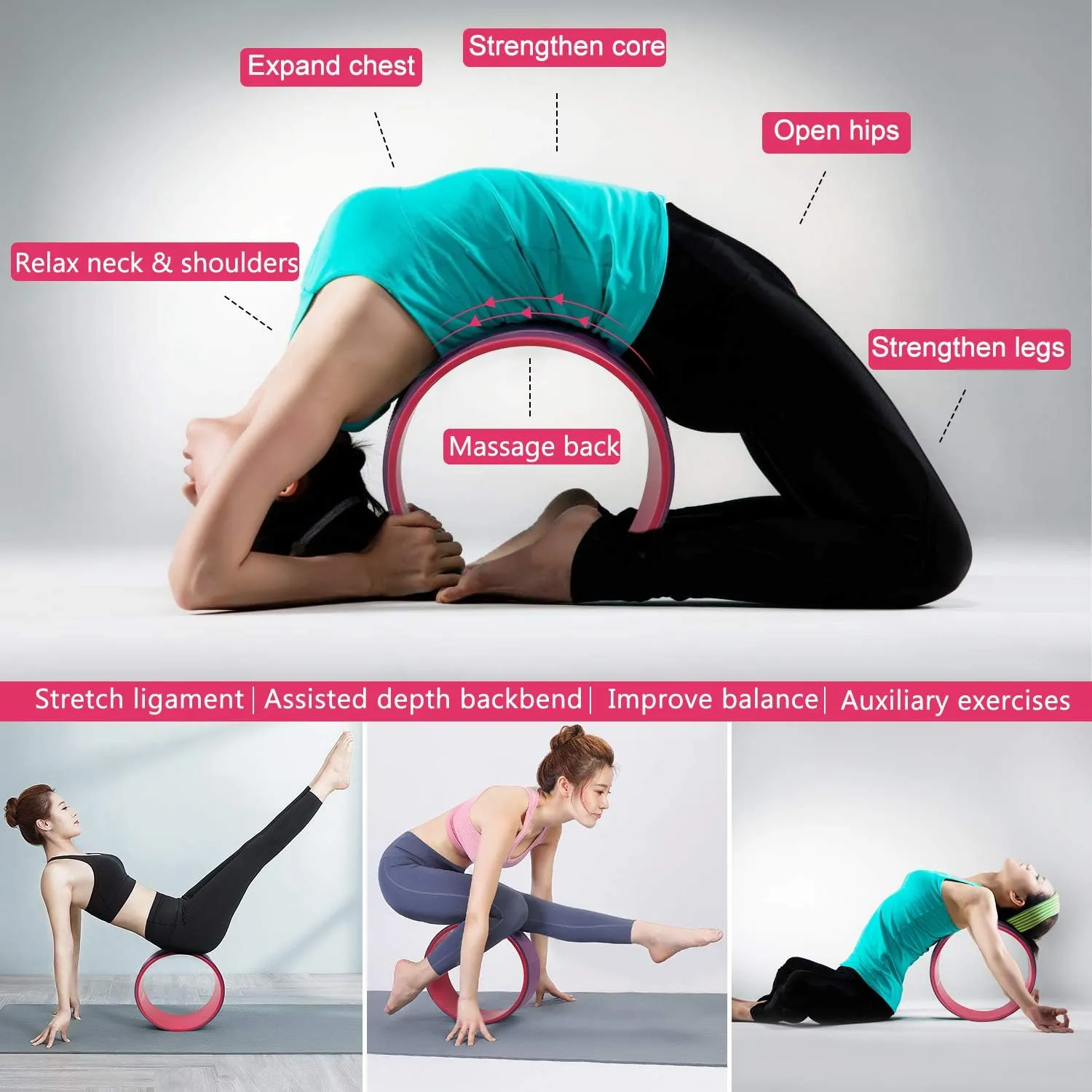 11-in-1 Yoga Accessory Set - Wheel, Blocks, Bands, Bag & Jump Rope for Stretching & Backbends