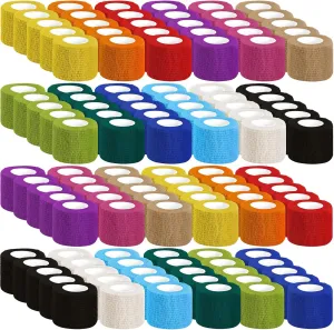 120 Pack Colorful Self Adhesive Bandage Wrap Bulk 2 Inch x 5 Yards Cohesive Bandage,Vet Wrap Breathable Elastic Self-Adherent Tape for Stretch Athletic Sports Wrist Ankle Dogs Pet Vet Wrap 12 Colors