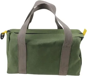 14 Inch Canvas Wide Mouth Tool Bag, Large Capacity Tool Storage Bags for Men, Small Tool Pouch, Tool Organizer Tote Bag for Storage Wrenches Pliers (Green - 14 inch)