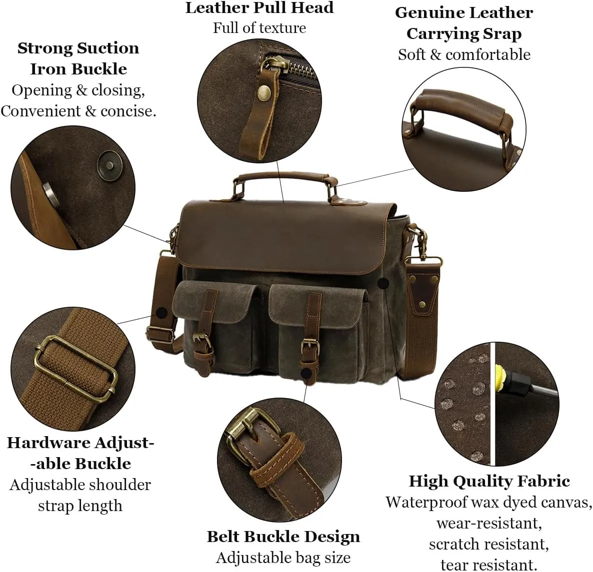 14 Inch laptop Bag Portable,Vintage Briefcase For Men/Women,Unisex Office Crossbody Bag