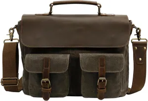 14 Inch laptop Bag Portable,Vintage Briefcase For Men/Women,Unisex Office Crossbody Bag