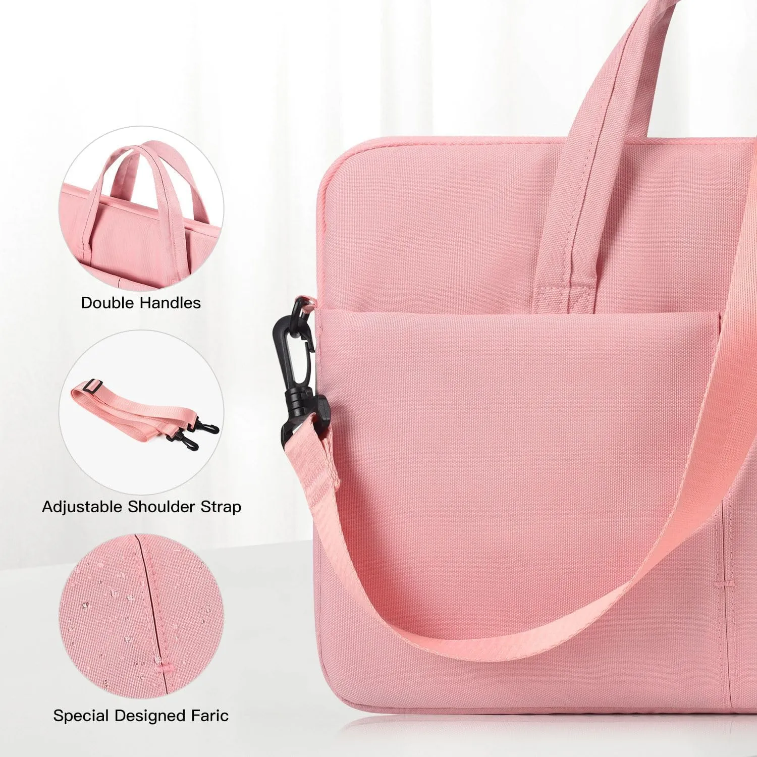 17 17.3 Inch Laptop Bag Women Men Computer Bag for HP Envy Pavilion/LG Gram/MSI/Dell Inspiron XPS/Lenovo Thinkpad/ASUS/Acer, Shoulder Strap Carrying Messenger Bag, Pink