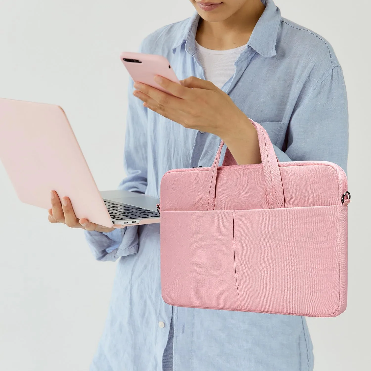 17 17.3 Inch Laptop Bag Women Men Computer Bag for HP Envy Pavilion/LG Gram/MSI/Dell Inspiron XPS/Lenovo Thinkpad/ASUS/Acer, Shoulder Strap Carrying Messenger Bag, Pink