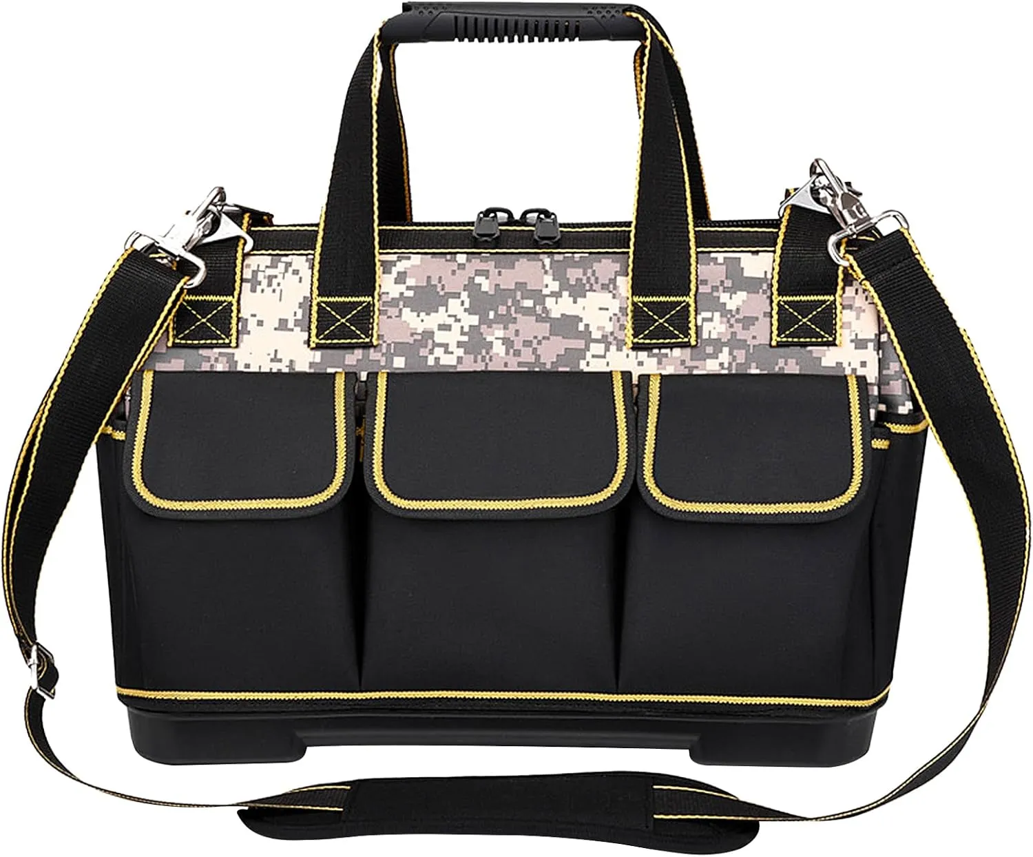 17 Inch Heavy duty tool bag, multifunctional tool bag organizer, waterproof and wear-resistant base with large double zipper and adjustable shoulder strap, gift for Father's Day and Men