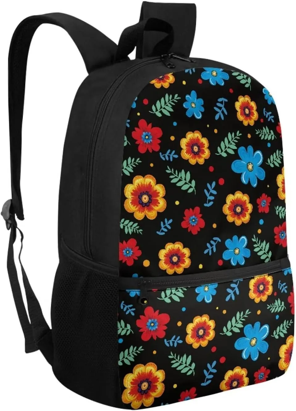 17 Inch Laptop Backpack for School Kids Water Resistant College Shoulder Flower Print with 1 Main Compartment and External Pocket Large Capacity for College Travel Picnic