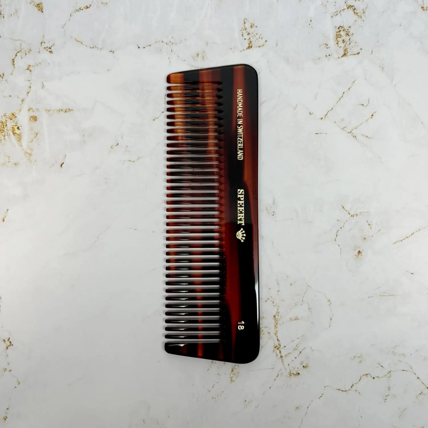 #18 Handmade Wide Tooth Comb Tortoise Havana Acetate Thick Coarse Curly Detangling Parting Grooming Teasing Hair Styling Hairdresser Barber Hairdressing Wet Dry Pocket Travel Women Men Kids