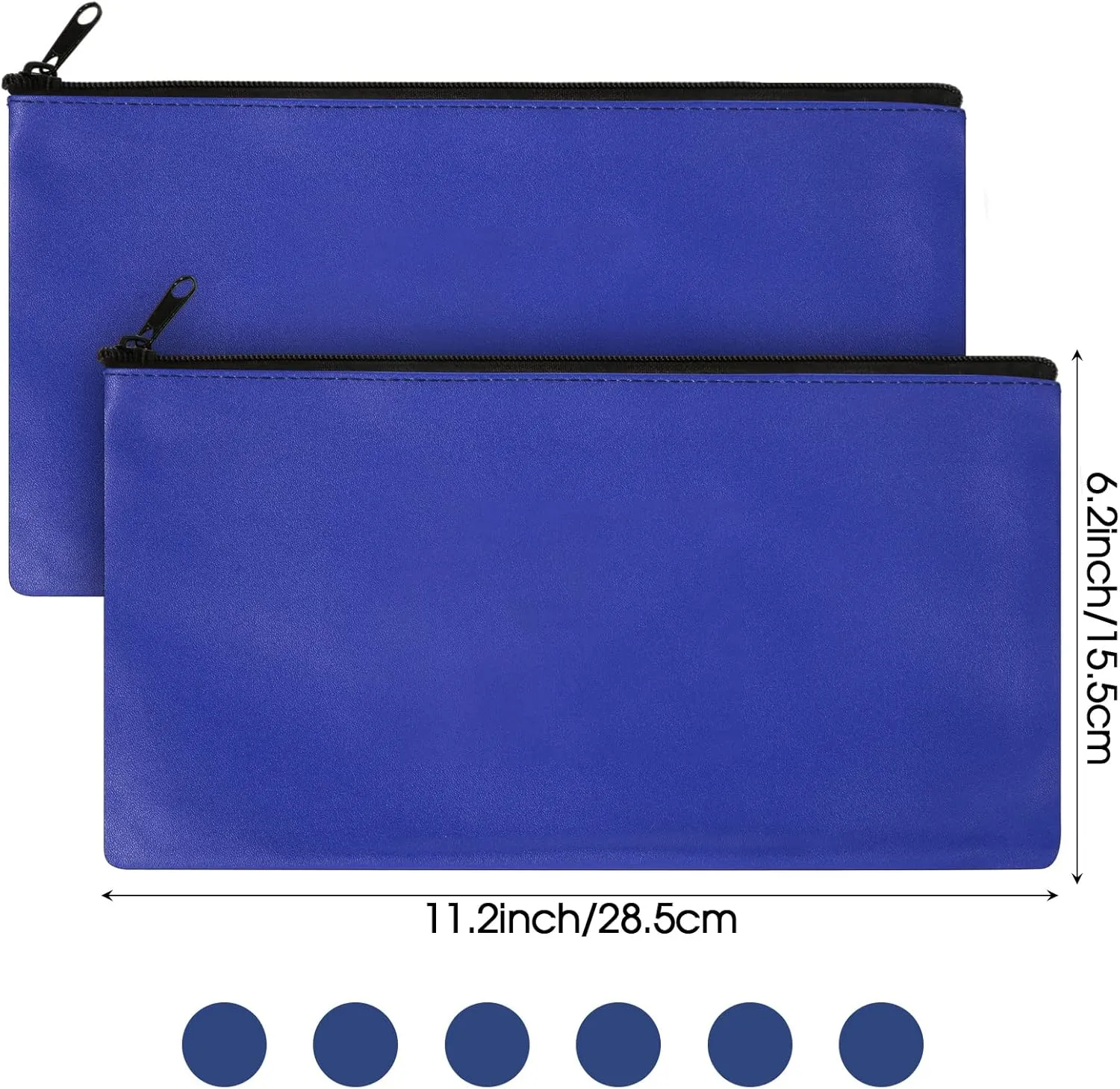 18 Pcs Money Bank Bag with Zipper for Cash 11 x 6 Inch Security Bank Deposit Bag Leatherette Money Cash Coin Check Wallet Pouch(Royal Blue)