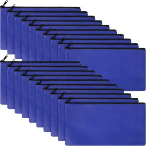 18 Pcs Money Bank Bag with Zipper for Cash 11 x 6 Inch Security Bank Deposit Bag Leatherette Money Cash Coin Check Wallet Pouch(Royal Blue)