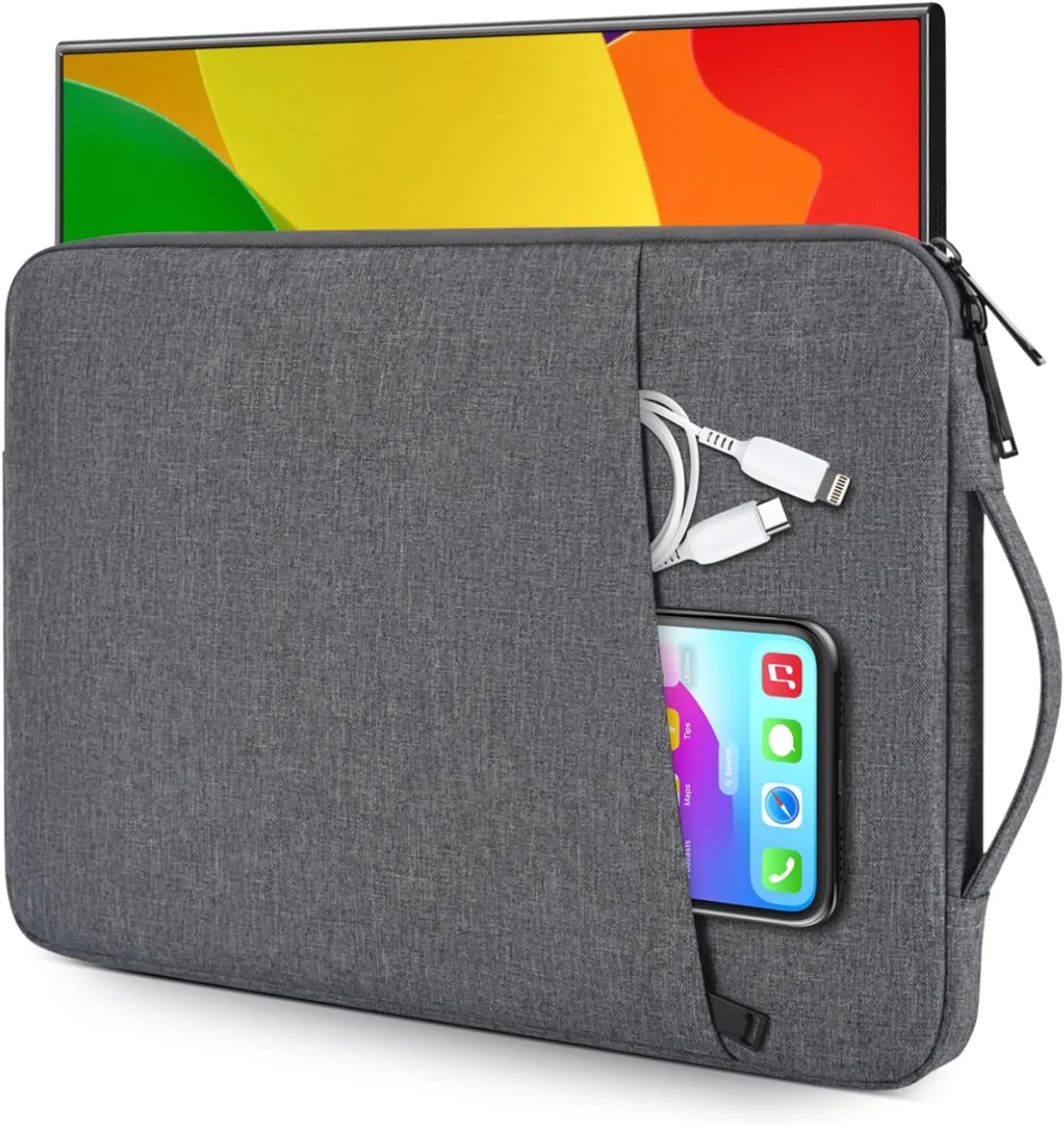 18.5 Inch Portable Monitor Case Protective Sleeve for InnoView VisionOwl Upperizon Usparkle Ingnok aimuonos Ingnok Motyeowe Cocopar EVICIV HONGO, 18-18.5" Laptop Notebook Carrying Bag, Gray