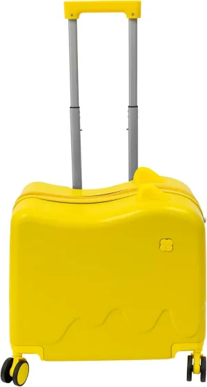 18" Kids Carry On Luggage, Ride-On Kids' Suitcase with Double Spinner Wheels, Cute Lightweight Tow-Along Luggage with Password Lock, Children's Trolly Case for Travel Study Tours (Yellow)