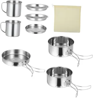 1set Portable Outdoor Camping Cookware Kit Folding for People Cooking Pots and Water Cups for Picnics Hiking and Camping