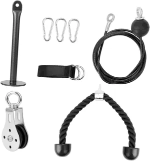 1set Triceps Pulley System Heavy-Duty DIY Cable Pulley Attachment for Arm Strength Training Includes Loading Pin Carabiner High-Strength Rope for Home Gym