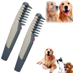 2 in 1 electric pet comb (with shaver), pet knot remover for grooming long hair and fur on cats and dogs (2pcs)