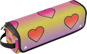 2 in 1 Hair Tools Organizer with Heat Resistant Pad Waterproof Curling Iron Travel Case for Curling Iron Straightener Flat Hair Dryer,Colorful Gradient Heart Neon Travel Bag for Women para