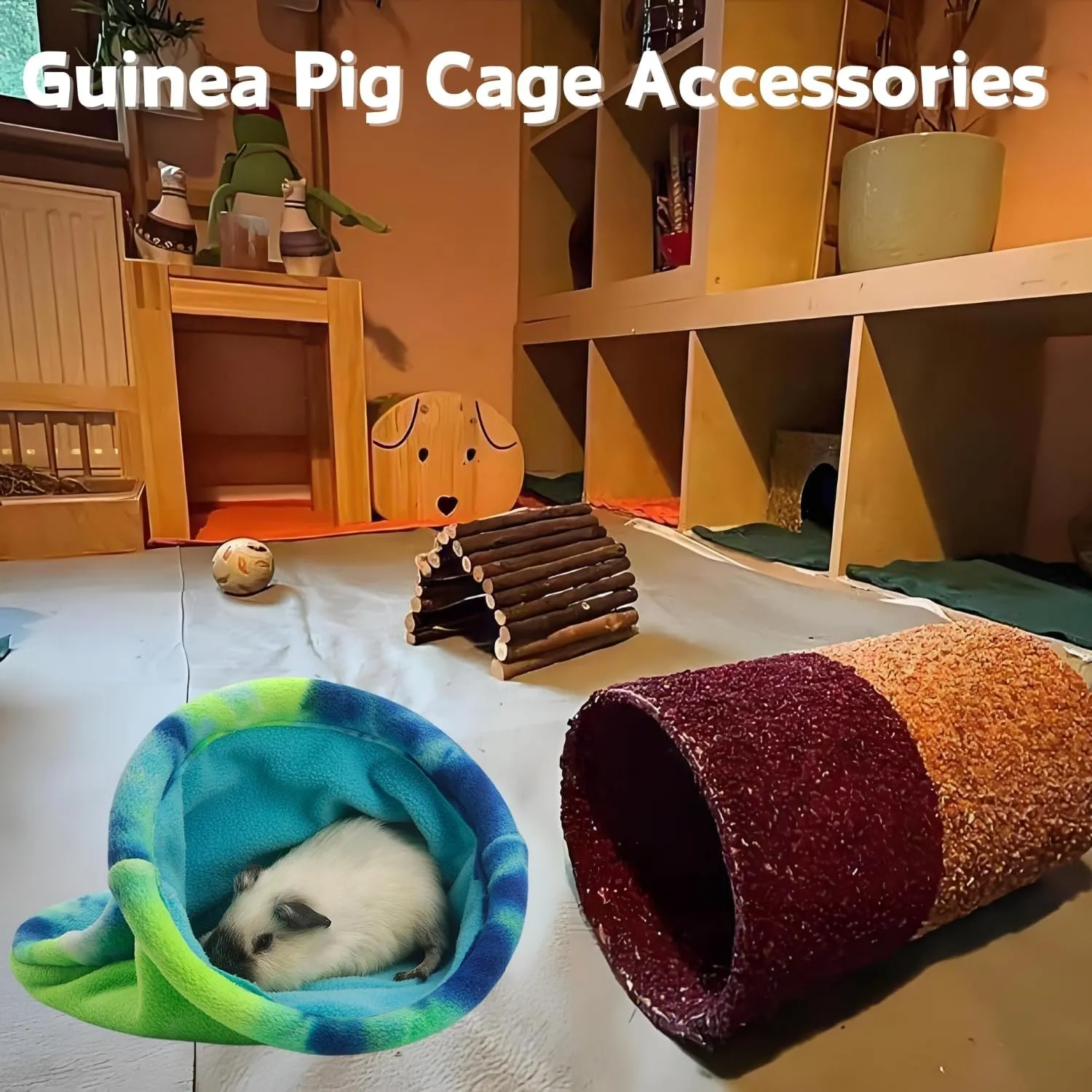 2 Pack Guinea Pig Snuggle Sack Soft Fleece Large Hideout Ferret Cozy Cave Hamster Sleeping Bag Small Animal Bed for Rabbit Bunny Chinchillas Rat Squirrel Hedgehog Cage Accessories (2 Pack, Large)