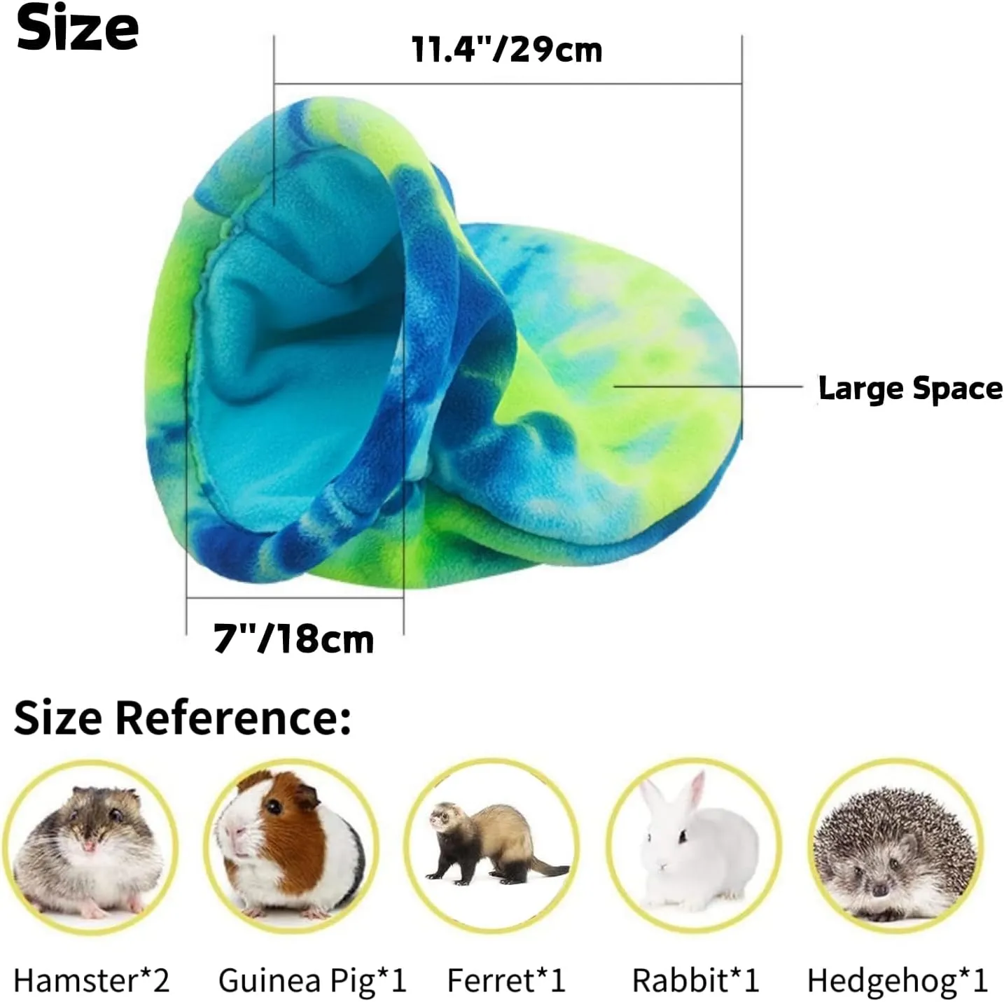 2 Pack Guinea Pig Snuggle Sack Soft Fleece Large Hideout Ferret Cozy Cave Hamster Sleeping Bag Small Animal Bed for Rabbit Bunny Chinchillas Rat Squirrel Hedgehog Cage Accessories (2 Pack, Large)