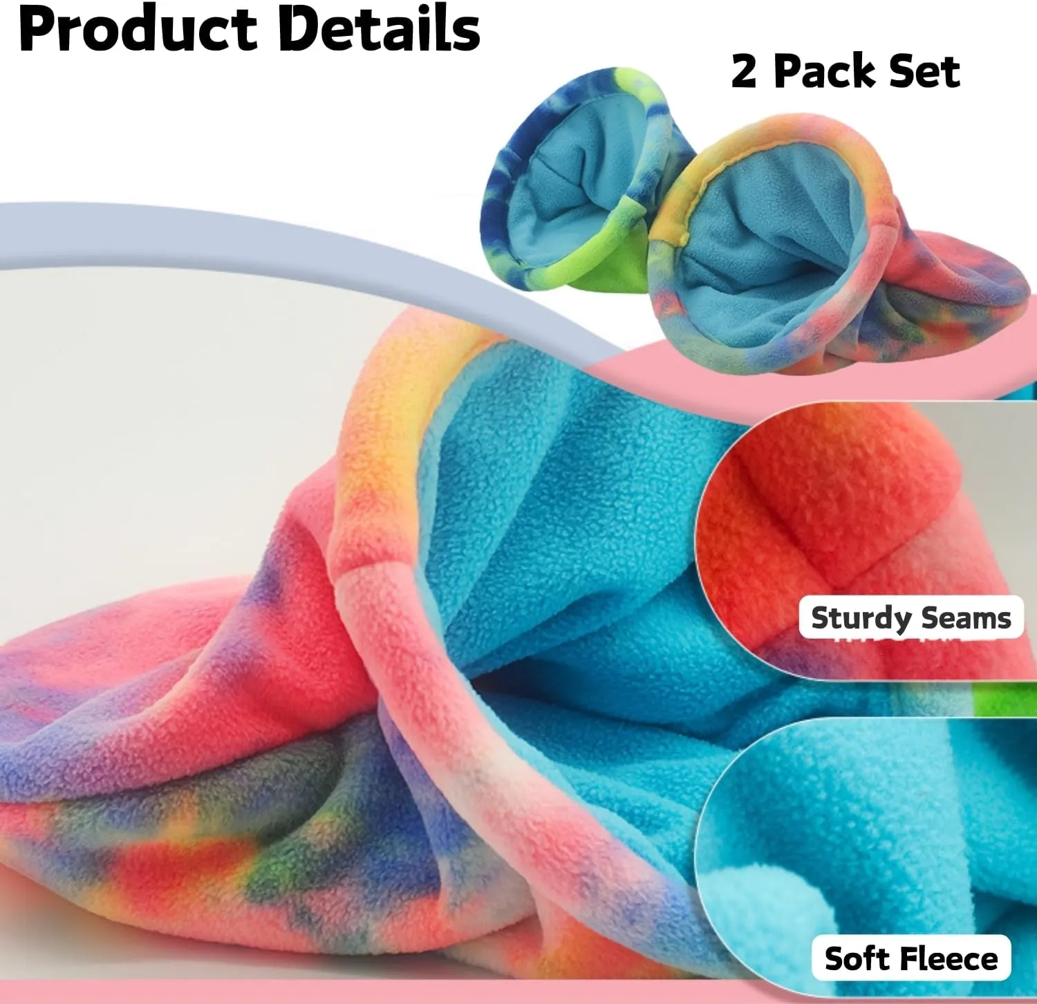 2 Pack Guinea Pig Snuggle Sack Soft Fleece Large Hideout Ferret Cozy Cave Hamster Sleeping Bag Small Animal Bed for Rabbit Bunny Chinchillas Rat Squirrel Hedgehog Cage Accessories (2 Pack, Large)