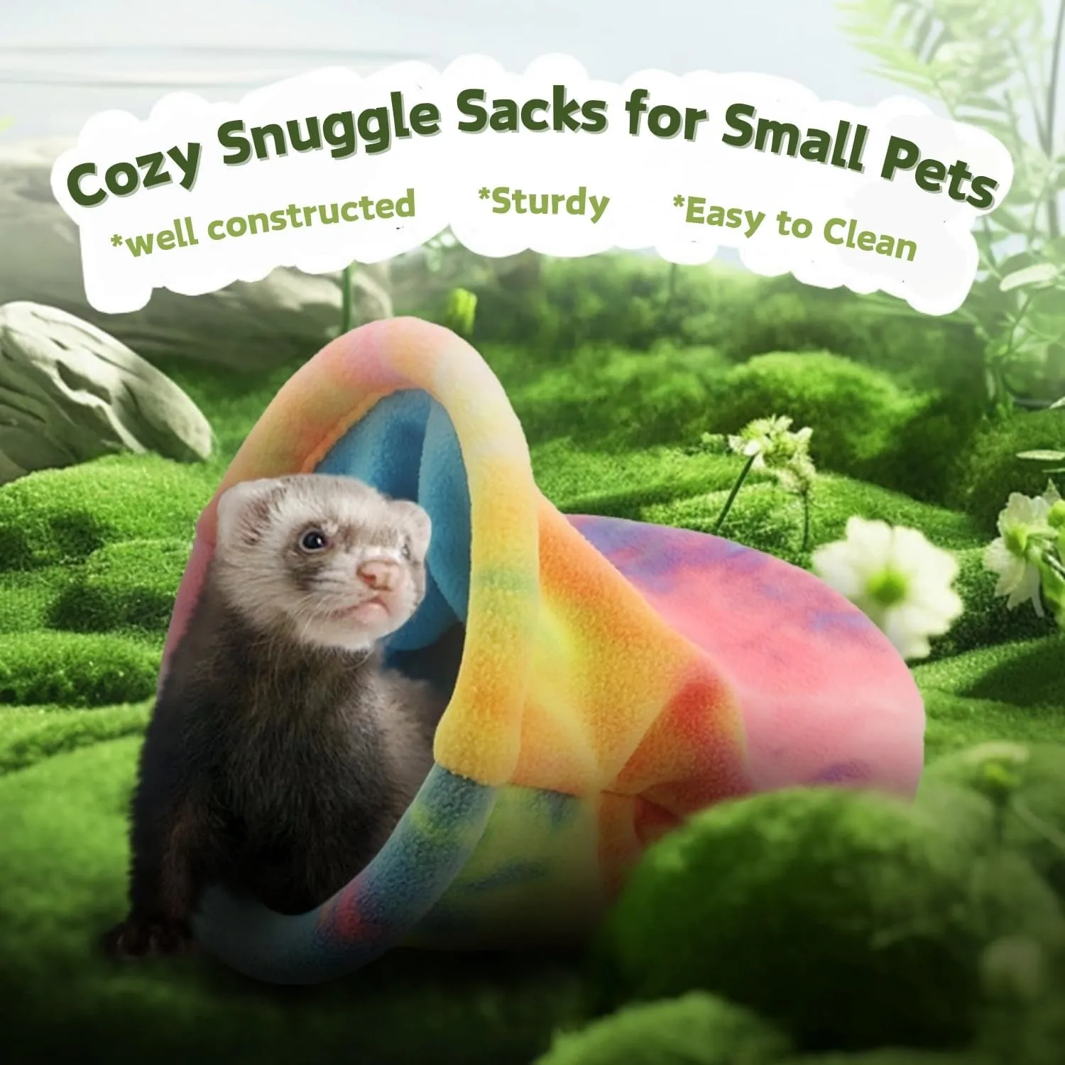 2 Pack Guinea Pig Snuggle Sack Soft Fleece Large Hideout Ferret Cozy Cave Hamster Sleeping Bag Small Animal Bed for Rabbit Bunny Chinchillas Rat Squirrel Hedgehog Cage Accessories (2 Pack, Large)