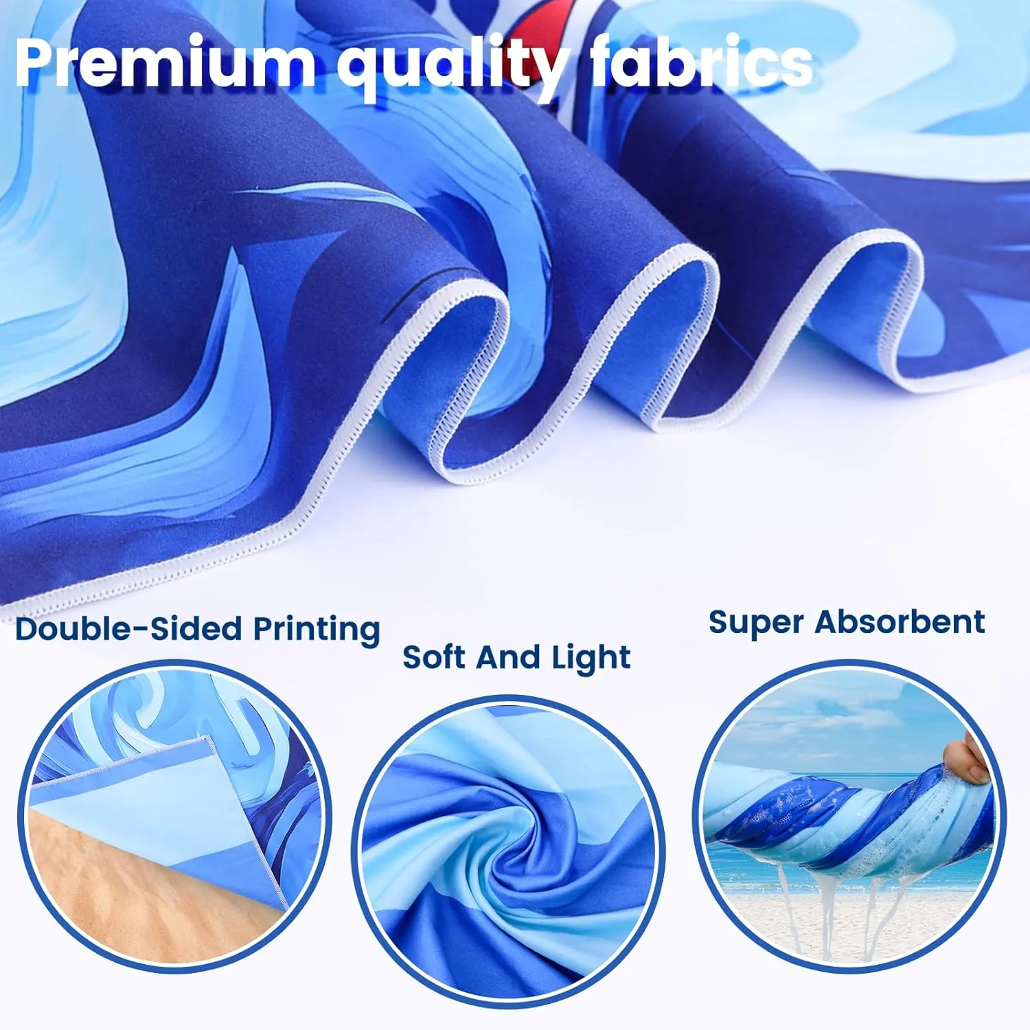 2 Pack Microfiber Beach Towels in a Gift Box. 71x32 Inch Extra Large Super Absorbent Lightweight Quick Dry Oversized Towel for Vacation Essentials Travel Pool Yoga. 2 Pack（Fish & Whale）