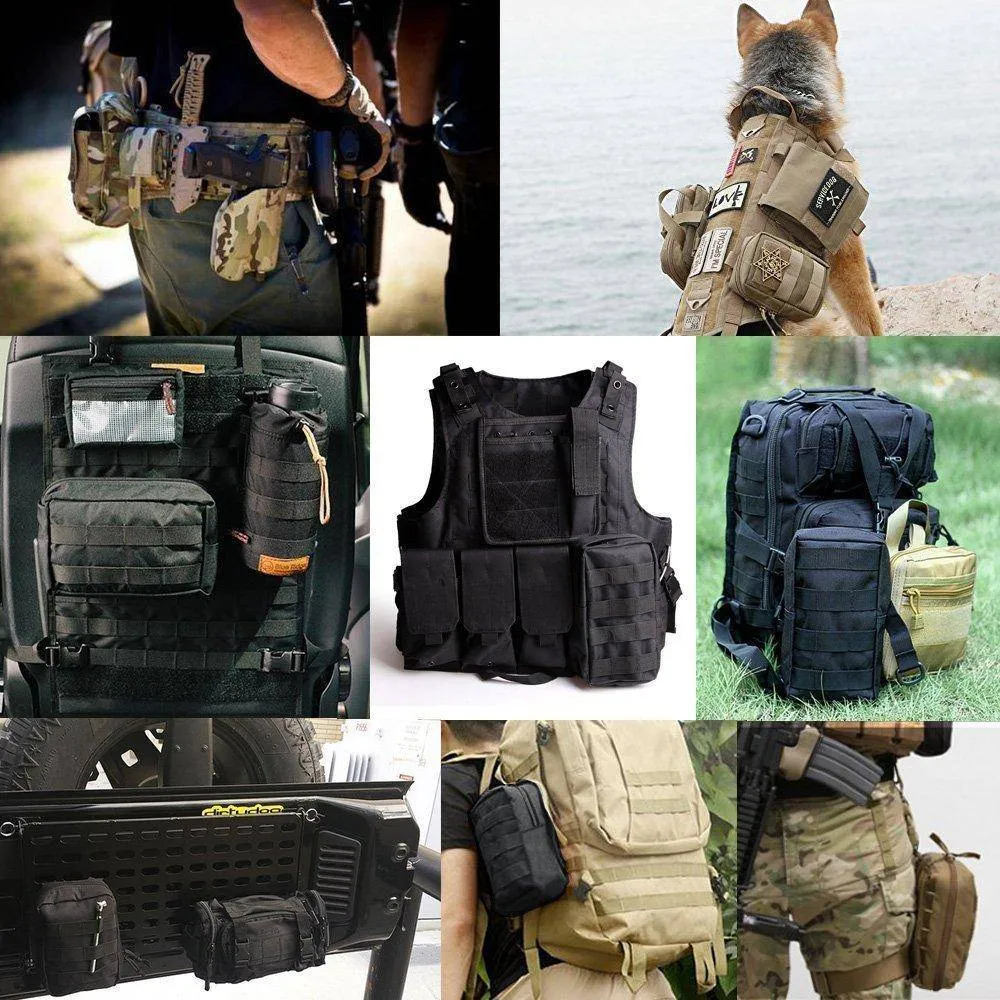 2 Pack Tactical Water-Resistant Molle Pouches, Extra Storage