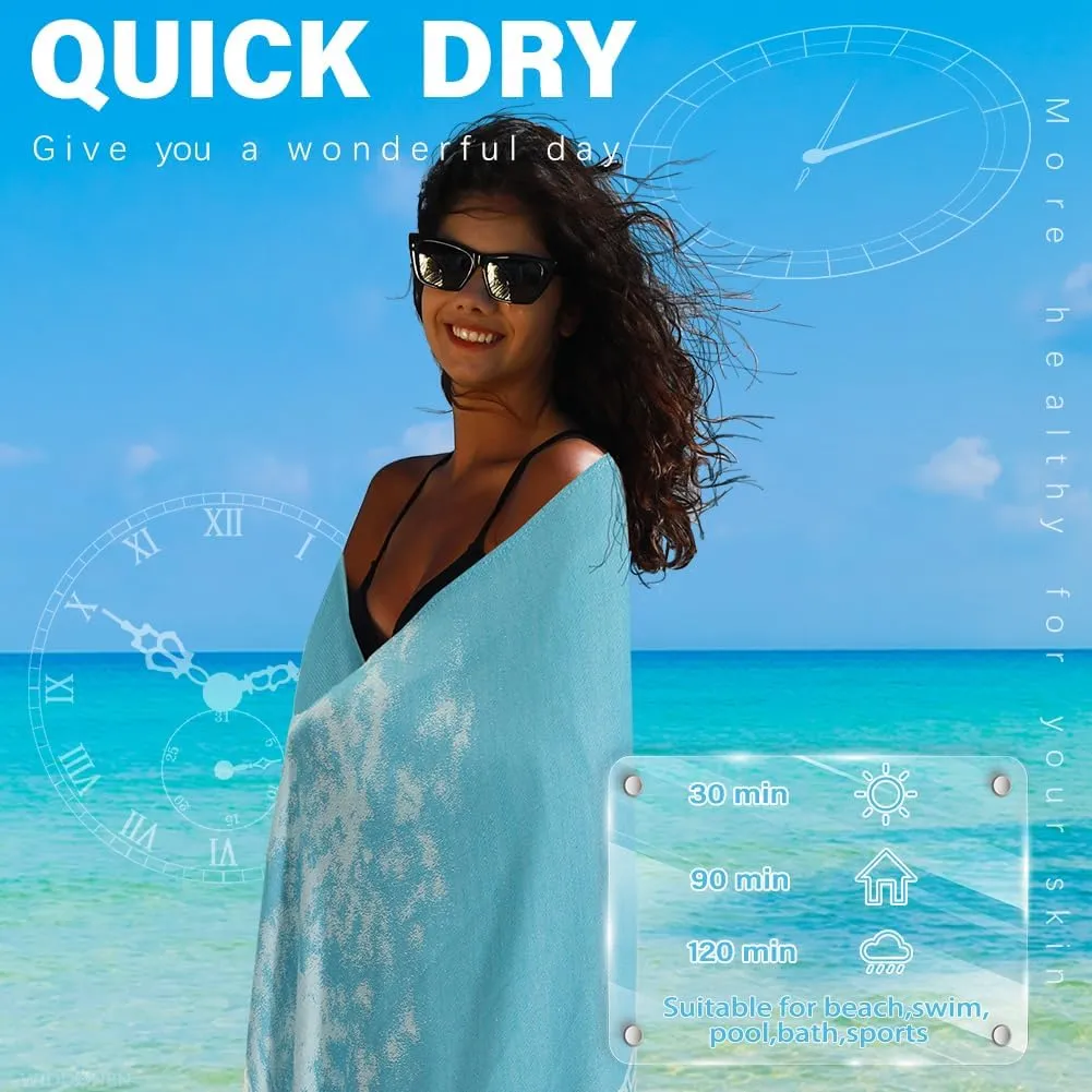 2 Pack Turkish Beach Towel Quick Dry Absorbent Cotton Lightweight Thin Bathroom Bath Pool Swim Towels Extra Large Oversized Sand Free Beach Accessories Essentials Stuff Cloud Adults Gift