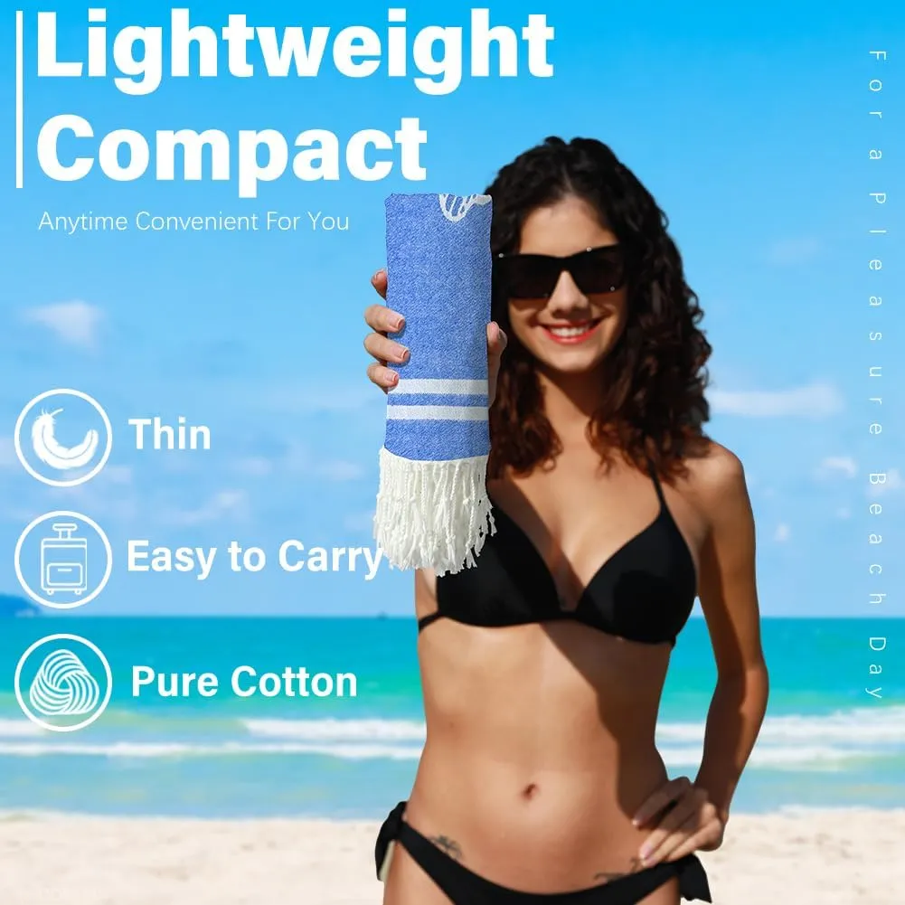 2 Pack Turkish Beach Towel Quick Dry Absorbent Cotton Lightweight Thin Bathroom Bath Pool Swim Towels Extra Large Oversized Sand Free Beach Accessories Essentials Stuff Cloud Adults Gift