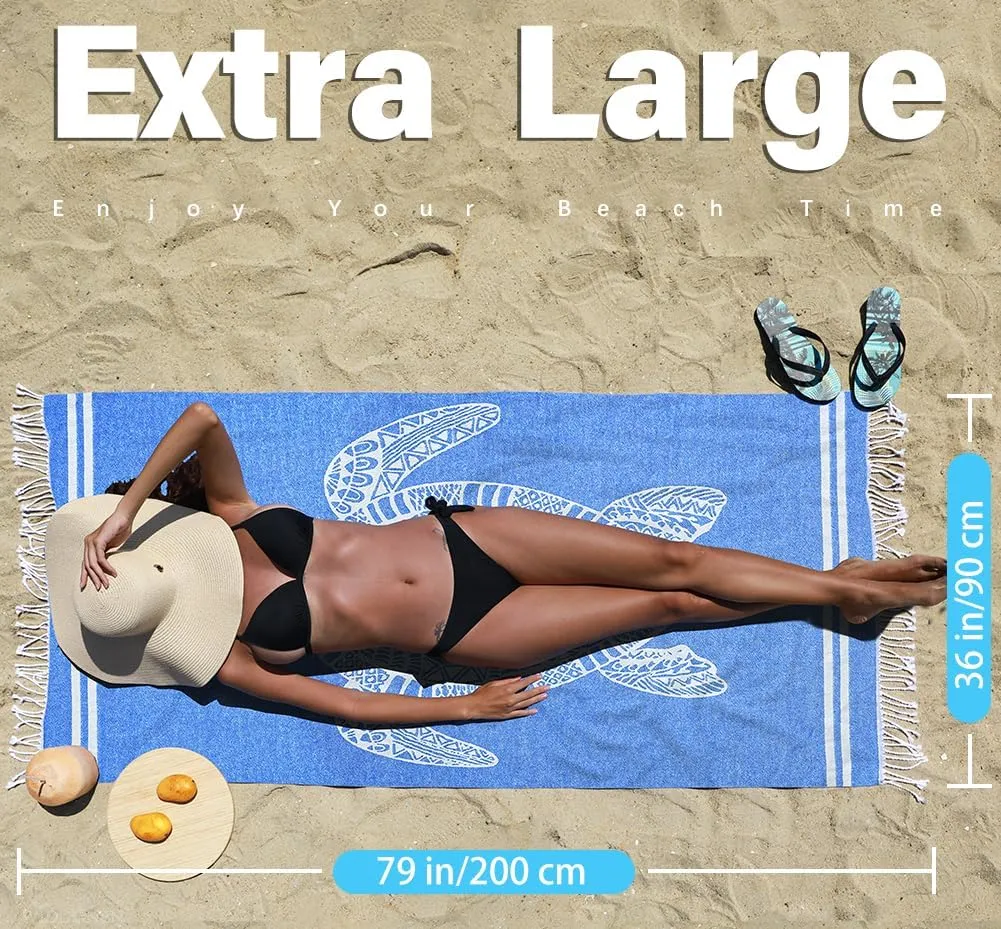 2 Pack Turkish Beach Towel Quick Dry Absorbent Cotton Lightweight Thin Bathroom Bath Pool Swim Towels Extra Large Oversized Sand Free Beach Accessories Essentials Stuff Cloud Adults Gift