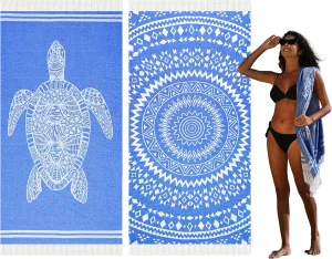 2 Pack Turkish Beach Towel Quick Dry Absorbent Cotton Lightweight Thin Bathroom Bath Pool Swim Towels Extra Large Oversized Sand Free Beach Accessories Essentials Stuff Cloud Adults Gift