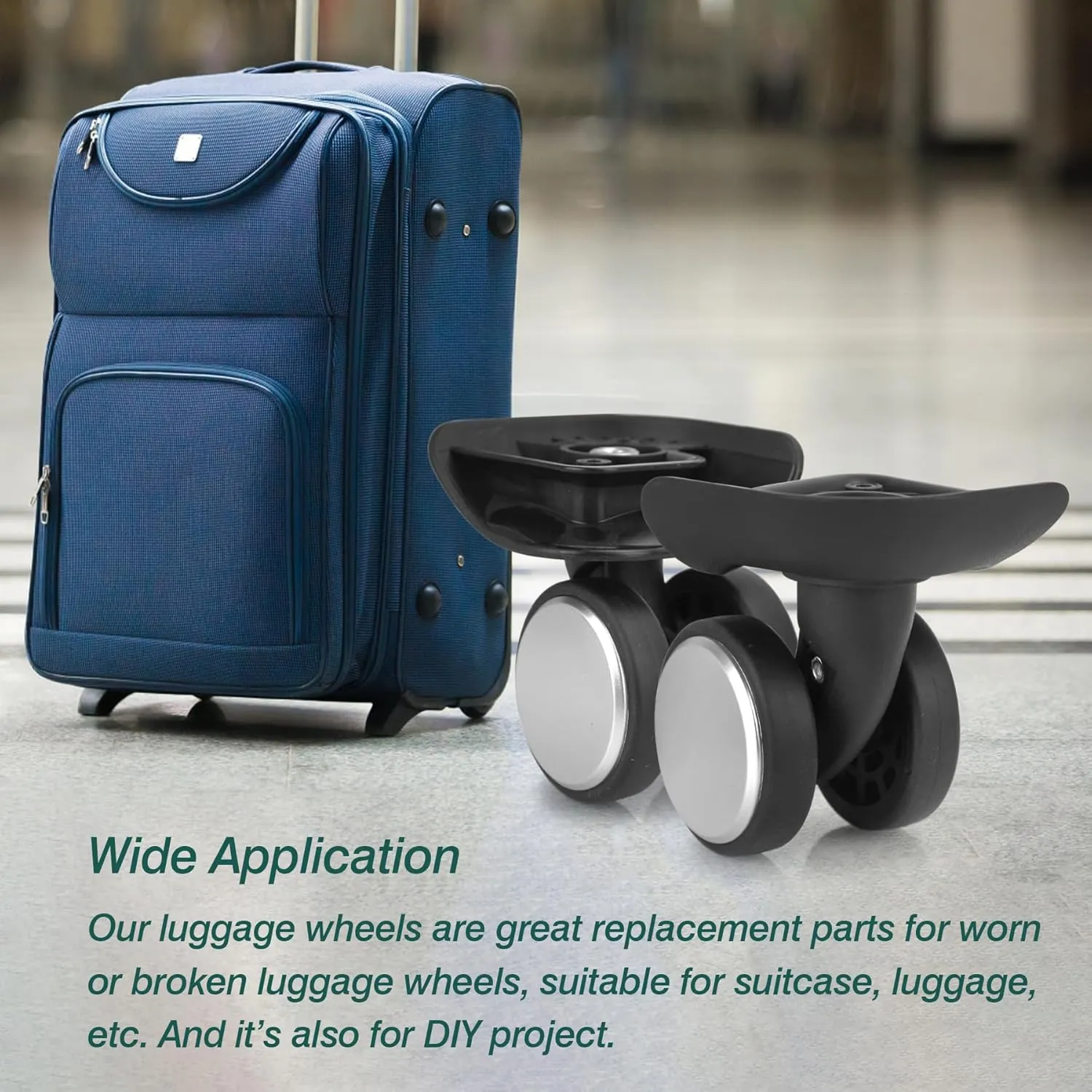 2-Pcs Luggage Wheels Replacement, Double-Row 360 Degree Wheels for DIY Repair, Mute Suitcase Casters for Travel, A159