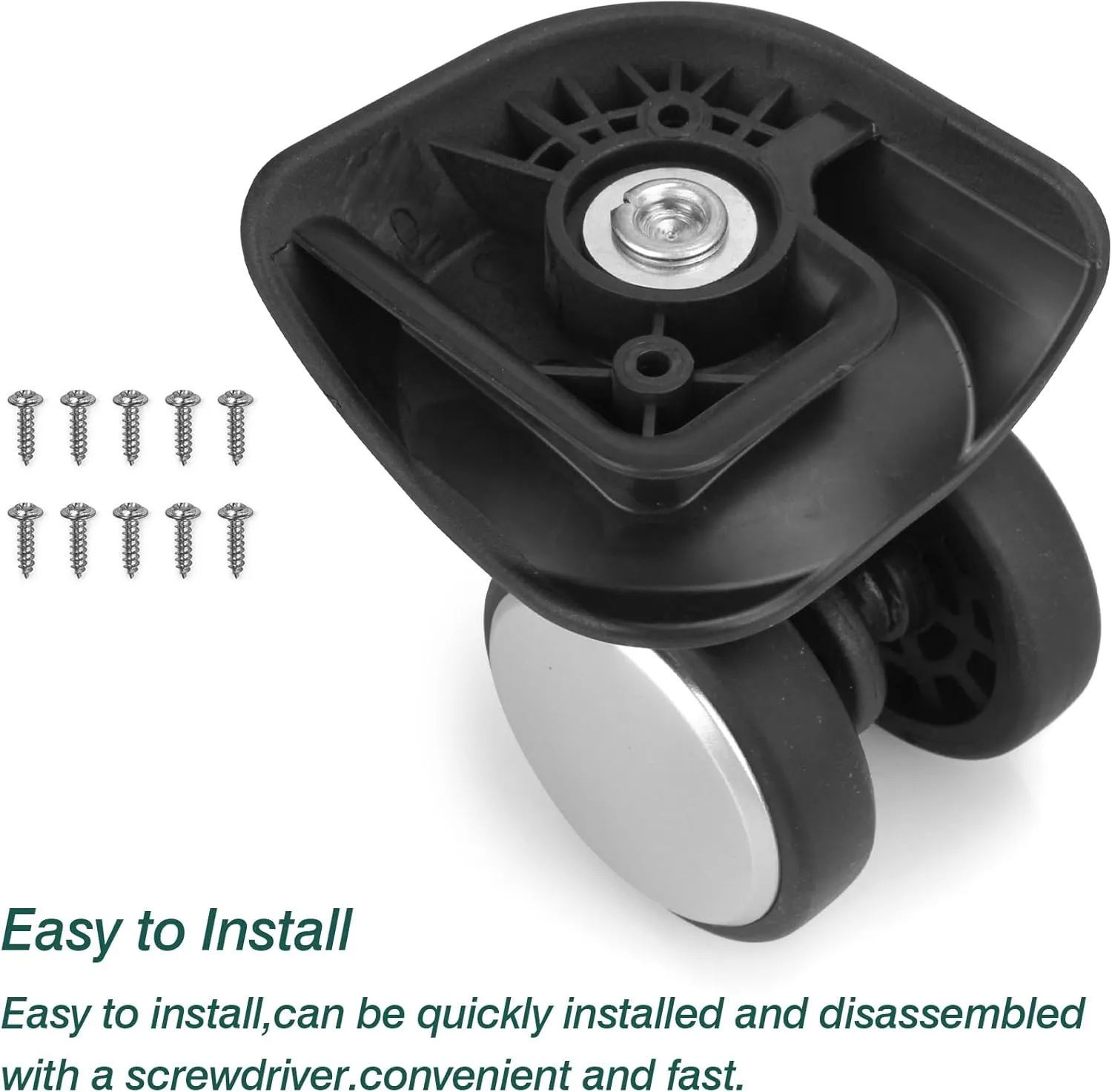 2-Pcs Luggage Wheels Replacement, Double-Row 360 Degree Wheels for DIY Repair, Mute Suitcase Casters for Travel, A159