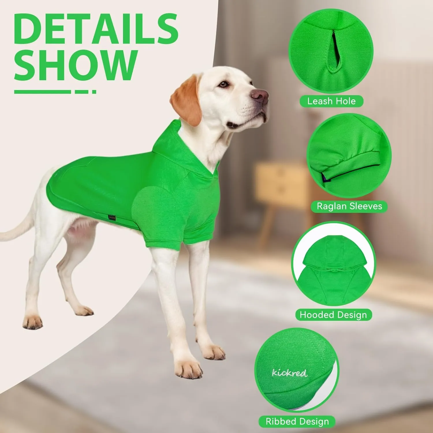 2 Pieces Basic Cotton Dog Hoodie Sweater, Soft Pet Clothes Dog Sweatshirts, Dog Outfit Coat Pullover with Pocket and Leash Hole for Small Medium Large Dogs, Fresh Green Pink/Sleeved (Medium)