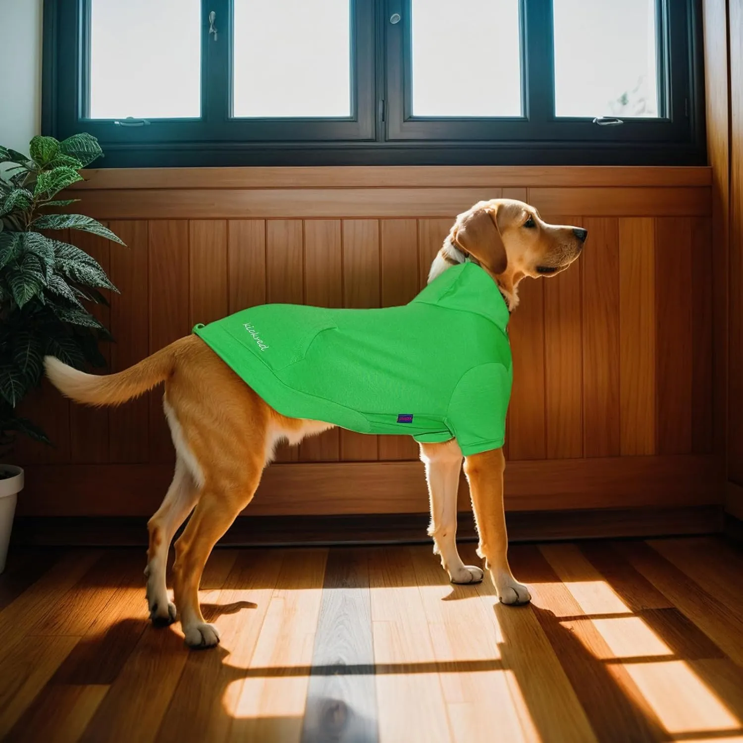 2 Pieces Basic Cotton Dog Hoodie Sweater, Soft Pet Clothes Dog Sweatshirts, Dog Outfit Coat Pullover with Pocket and Leash Hole for Small Medium Large Dogs, Fresh Green Pink/Sleeved (Medium)