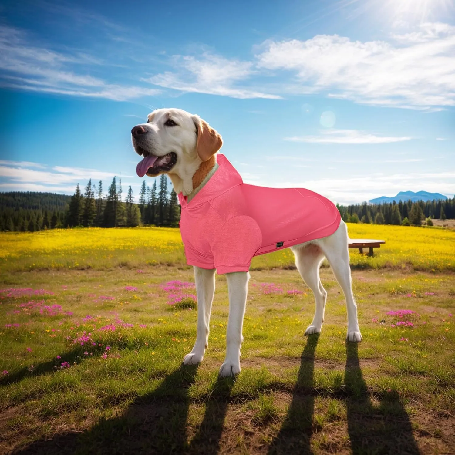 2 Pieces Basic Cotton Dog Hoodie Sweater, Soft Pet Clothes Dog Sweatshirts, Dog Outfit Coat Pullover with Pocket and Leash Hole for Small Medium Large Dogs, Fresh Green Pink/Sleeved (Medium)