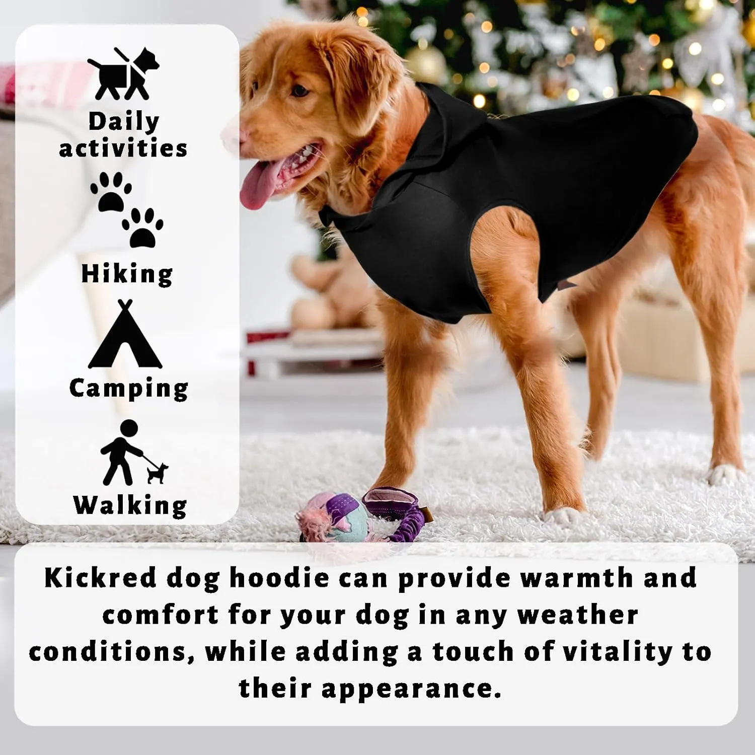 2 Pieces Dog Hoodie Sweaters, Spring Dog Vest Sweatshirt with Hat & Pocket & Leash Hole, Basic Pet Clothes Hoodies for Small Medium Large Dogs, Black & Earthy Yellow/Sleeveless (Small)