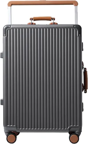 20 inch Cabin Suitcase Aluminum Frame Suitcase Cabin Luggage Silent Spinner Wheel Wide Trolley Suitcase Trolley Suitcase Men,Gray,L