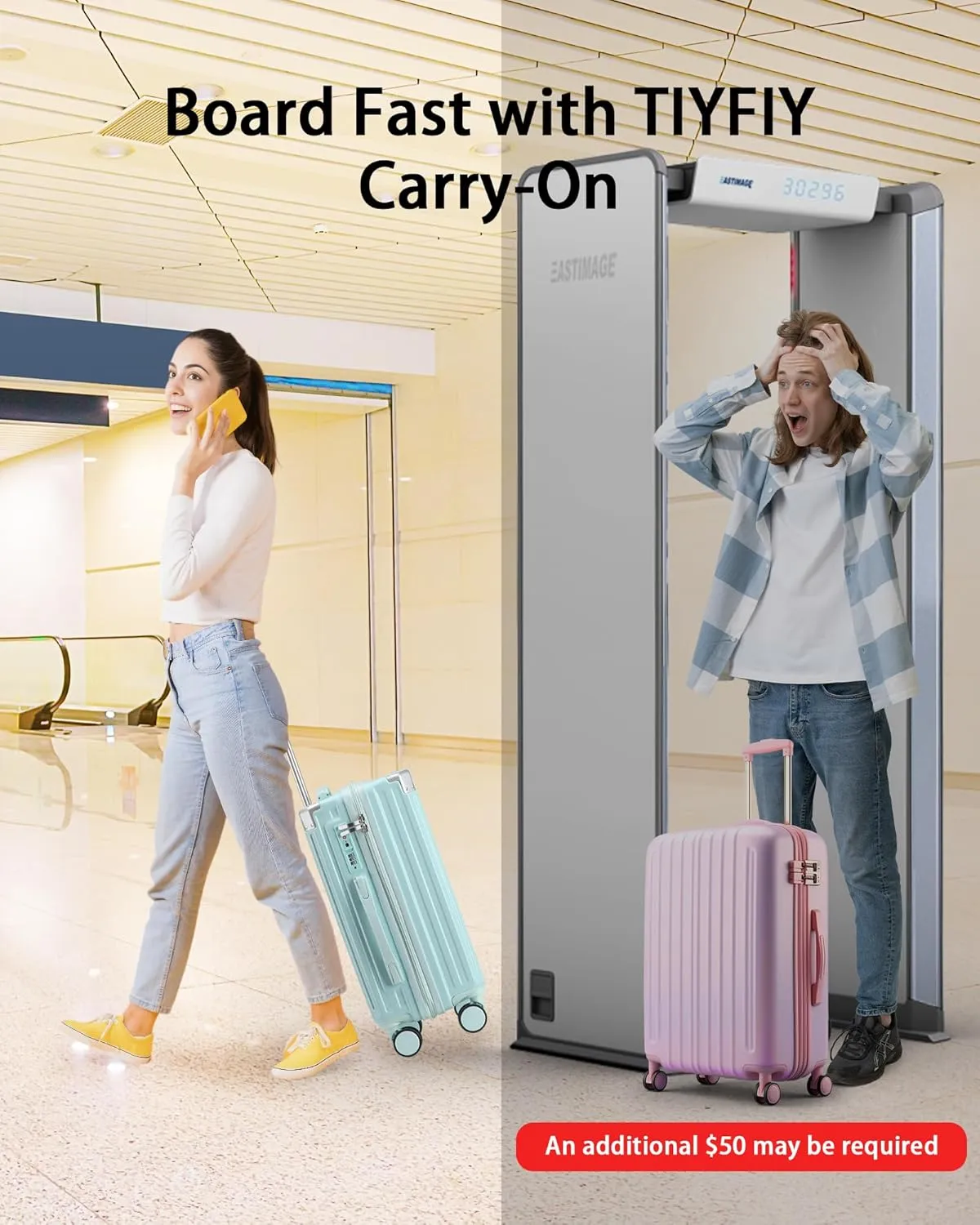 20 Inch Carry On Luggage With Cup Holder & USB Port, Airline Approved TSA-locked Luggage, Lightweight PC Material Travel Suitcase With 360° Spinner Wheel