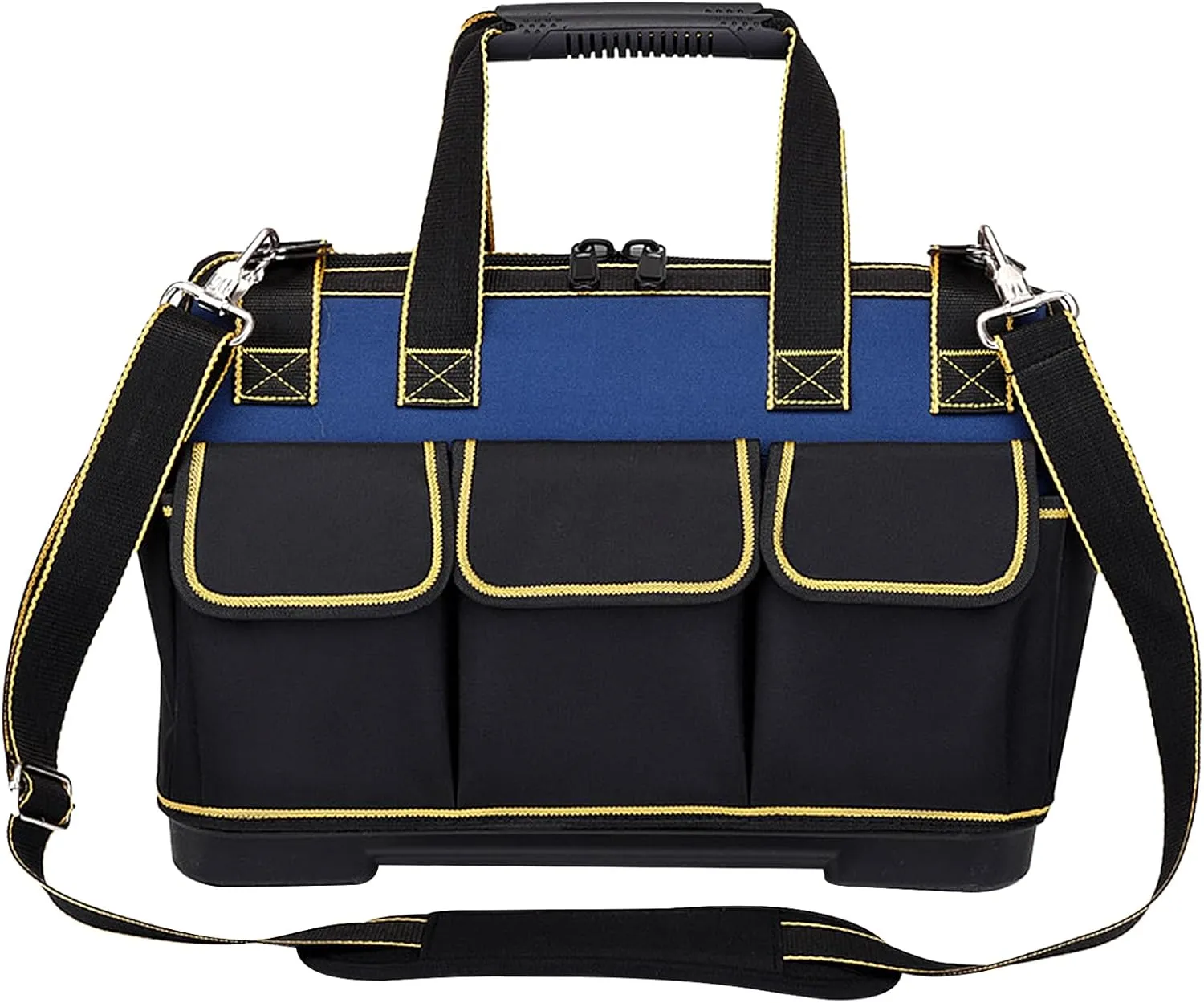 20 Inch Heavy duty tool bag, multifunctional tool bag organizer, waterproof and wear-resistant base with large double zipper and adjustable shoulder strap, gift for Father's Day and Men