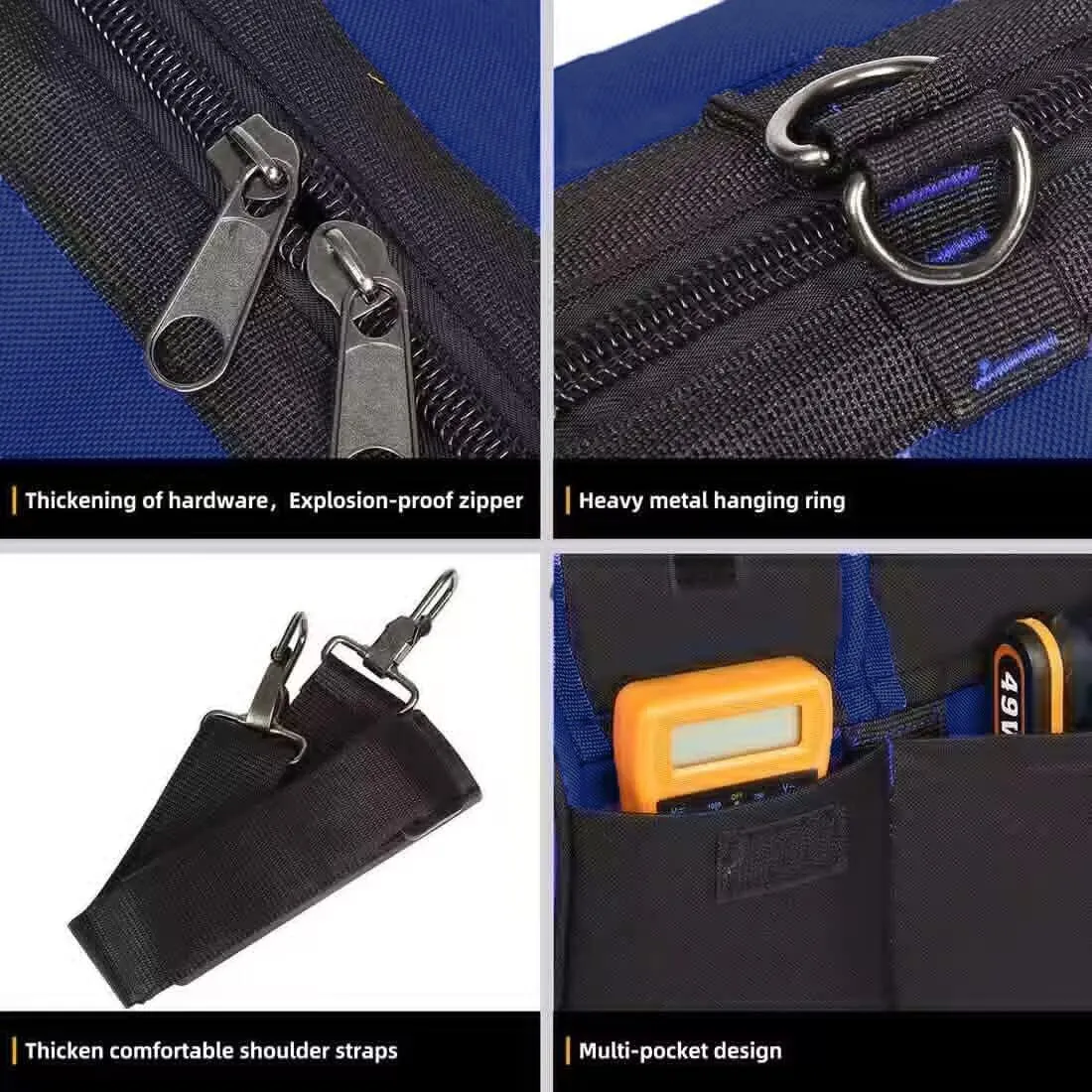 20 Inch Heavy Duty Tool Bag with Wide Mouth for Tool Storage,Carrier and Organizer,Tool Bag for Men/Women, Wide Mouth Tool Bag with Inside Pockets (20 Inch)