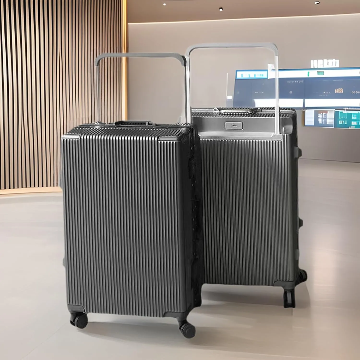 20 Inch Luggage ABS Hard Shell Luggage with 4 Spinner Wheels Carry On Luggage Wide Handle Travel Luggage Aluminum Frame,Gray,26in