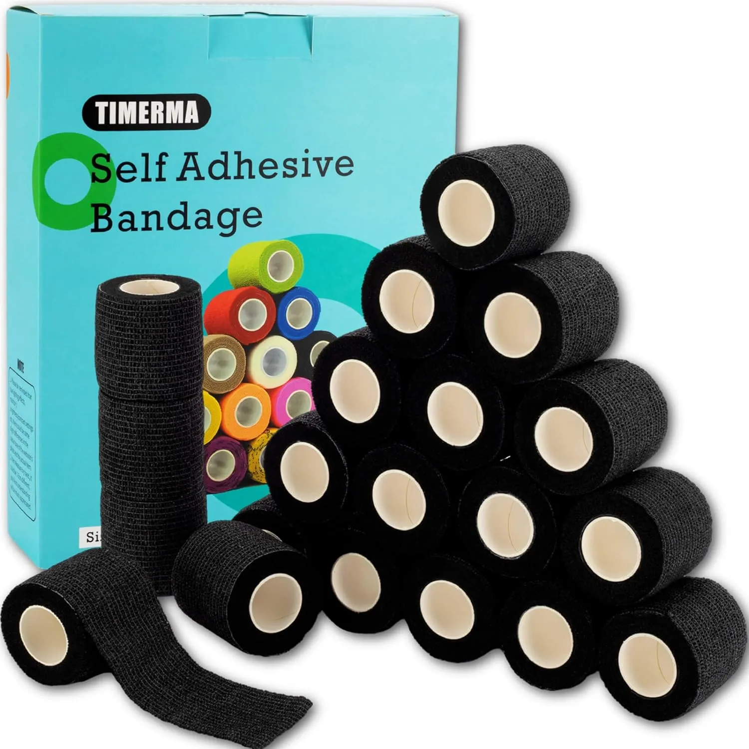 20 Rolls Self Adhesive Bandage Wrap Elastic&Breathable Ideal for Wound Care, Sports & Joint Sprains Adhesive Vet Wrap Versatile Support for Dogs Cats Horses Birds, Pet First Aid (Black)