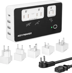 2000W Step Down Converter, 220V to 110V Voltage Converter US to Europe, International Universal Travel Adapter with 3 AC Outlets and 4 USB(1 USB C) for Hair Dryer/Straightener/Curling Iron