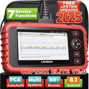 2025 LAUNCH OBD2 Scanner CRP123X Elite V2.0(Upgrade of CRP123X/CRP129X), 7 Reset Scan Tool, FCA SGW, Multi-System Car Scanner, Cloud Report, Lifetime Free Update Diagnostic Tool, Battery Test, AutoVIN