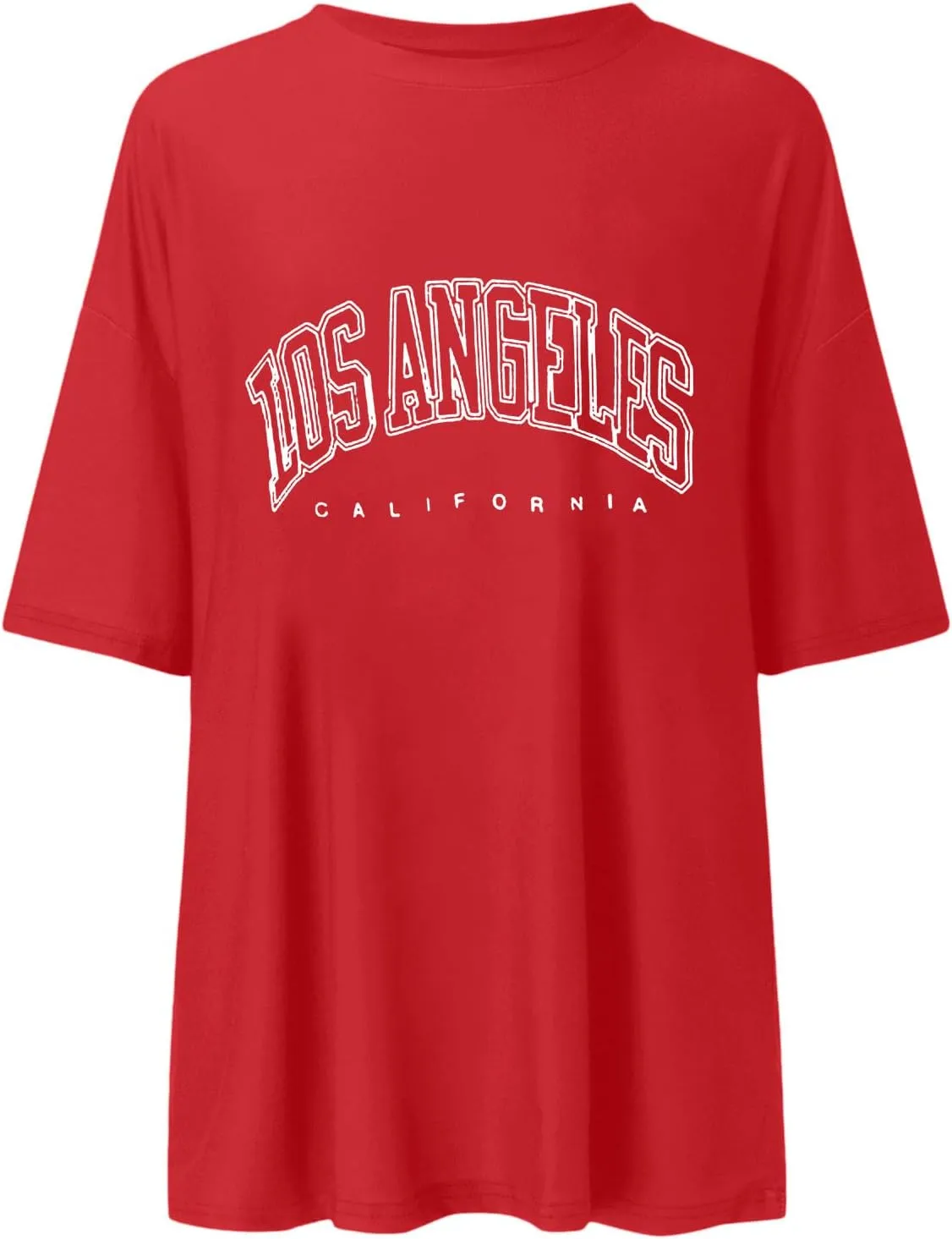 2025 Los Angeles California Tee Shirts for Women Letter Print Running Cute Loose Tops Summer Trendy Tshirt Loose Fit
