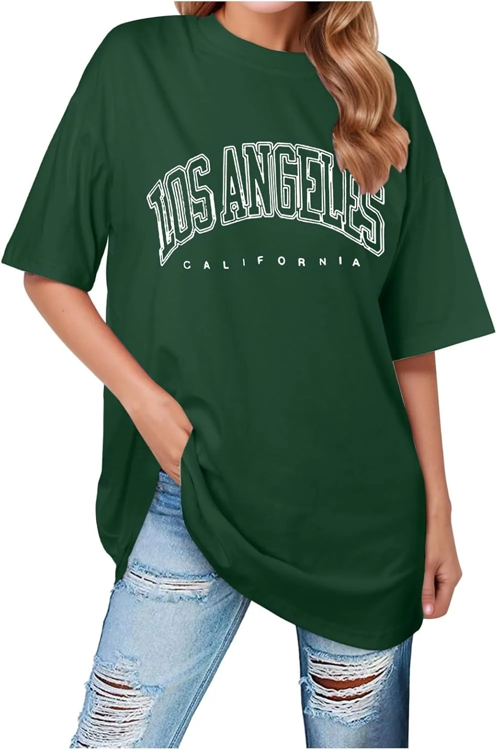 2025 Los Angeles California Tops for Women Oversized Summer Casual Tshirt Cute Half Sleeve Tee Shirts Loose Fit Basic